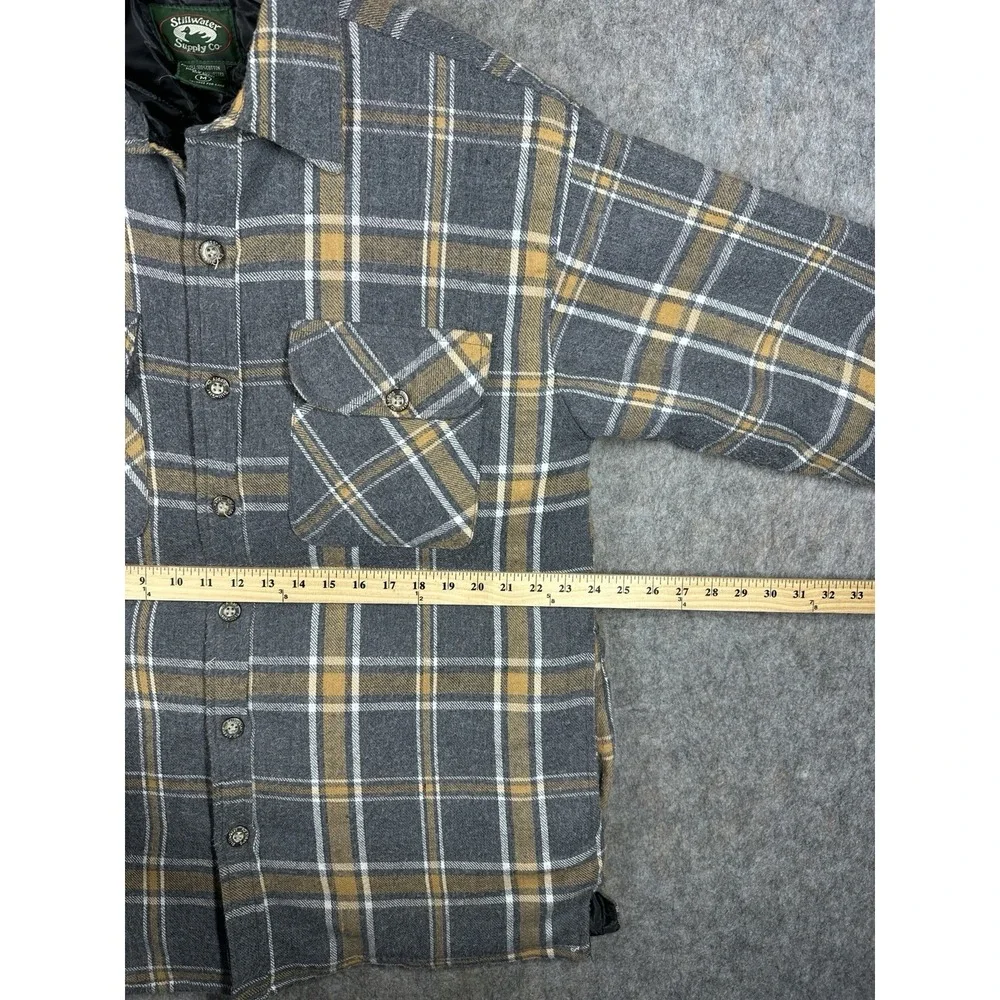 Stillwater Supply Co Quilted Flannel Jacket Mens Medium Plaid Lined Shirt Coat